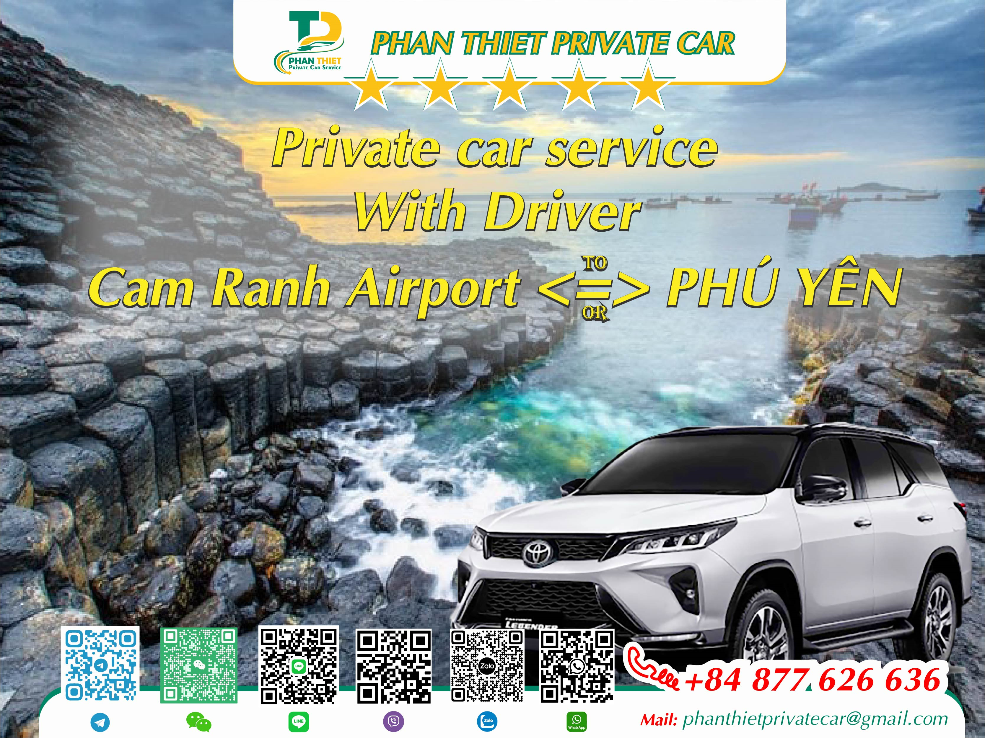 Car rental Cam Ranh <=> Phu yen (private car with driver)